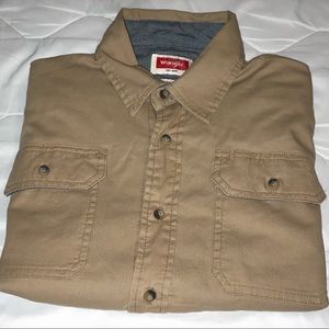 Wrangler Mens Medium Khaki Short Sleeve Shirt NWT